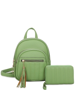 Stripe Quilted Classic Backpack 2-in-1 Set PU460M2 GREEN